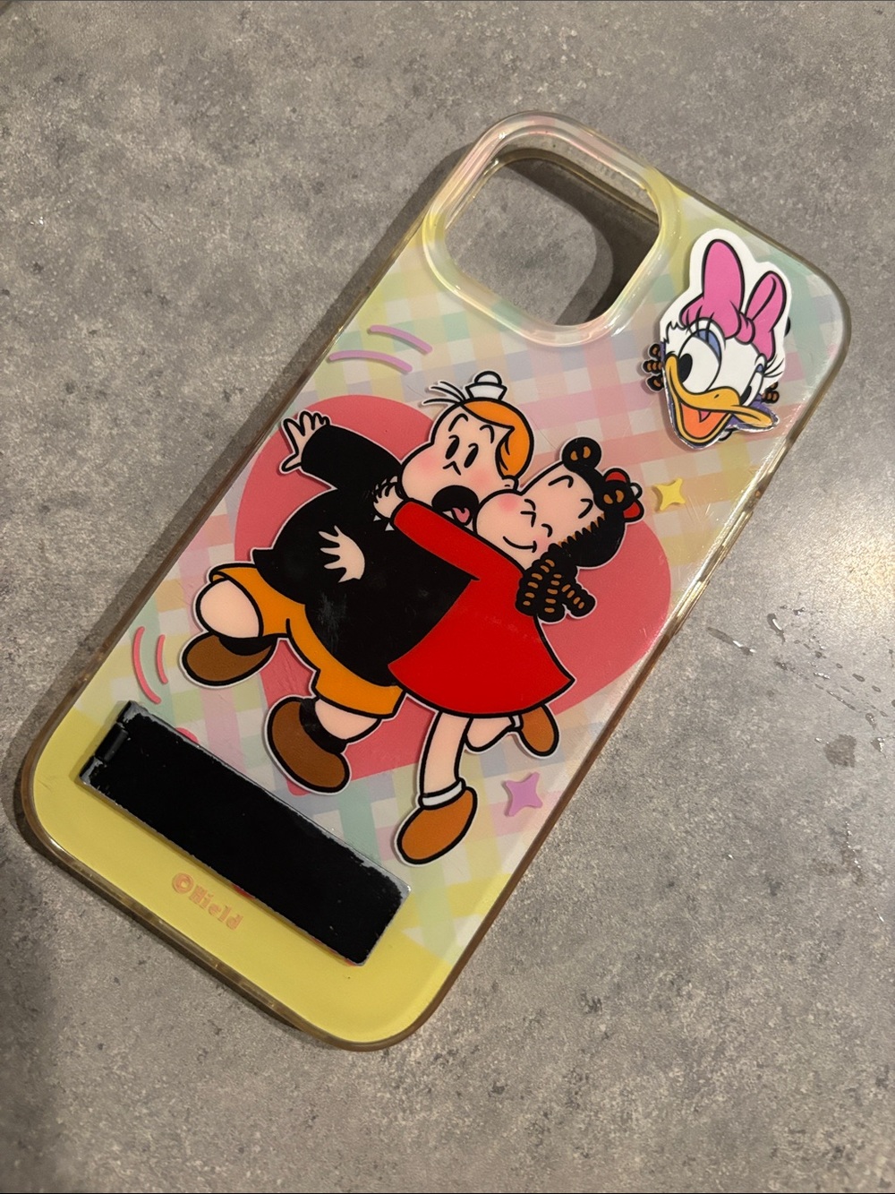 Cute Cartoon Yellow Phone 15 Case with Daisy Duck Accent